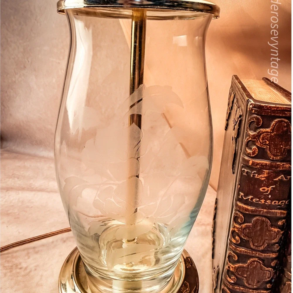 Floral Etched Glass Lamp